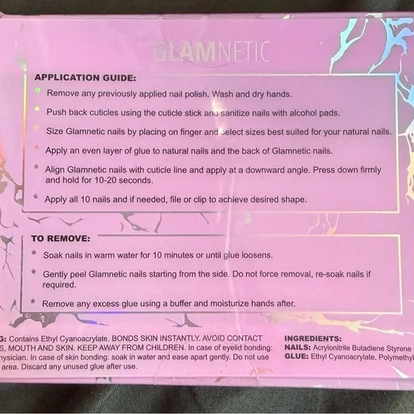 GLAMnetic Women’s Nude French Tip Press-On Nails with Multicolor Accents - Picture 2 of 2